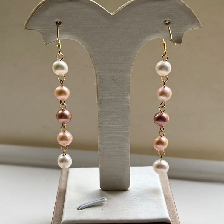 Hoa Tai Dáng Dài Đính 5 Hạt Trai Phối Tua Rua MADAME HIEN PEARLS Thời Trang BTT001
