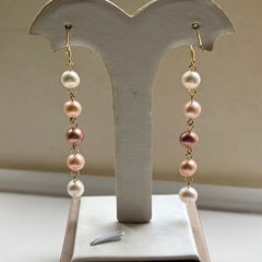 Hoa Tai Dáng Dài Đính 5 Hạt Trai Phối Tua Rua MADAME HIEN PEARLS Thời Trang BTT001