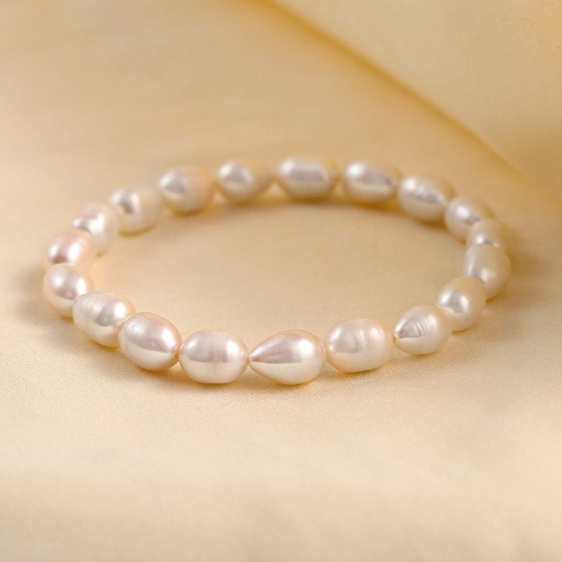 Vòng tay ngọc trai thật 100% hạt xoài nhỏ đơn giản sành điệu VTG001