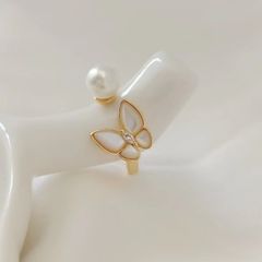 Nhẫn Bướm đính Ngọc trai nuôi tự nhiên freesize NN018