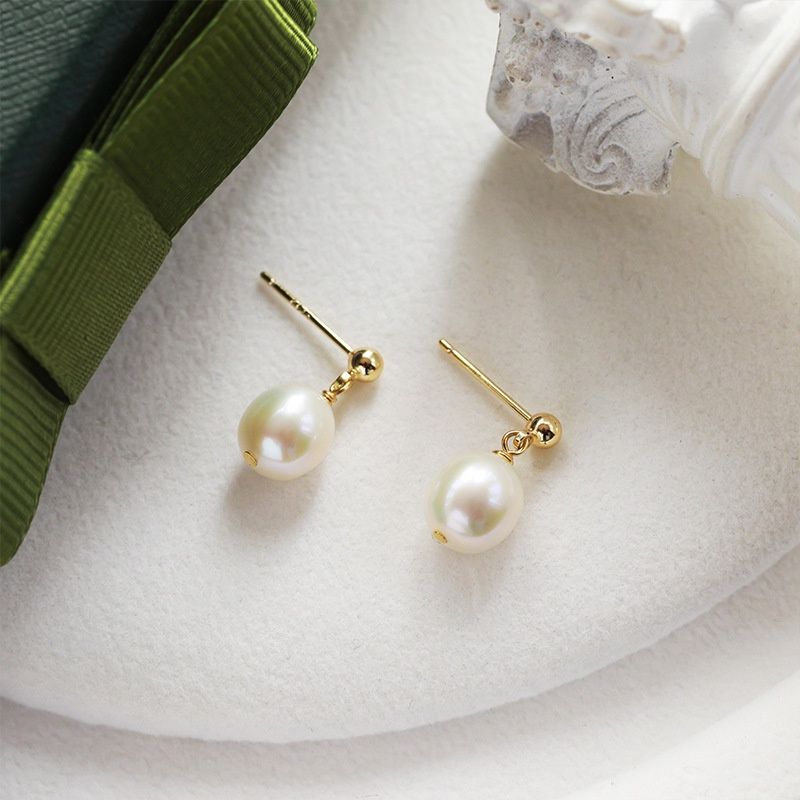 Bông Tai 1 Hạt Trai Tự Nhiên MADAME HIEN PEARLS Phong Cách Đơn Giản Minimalist BTT011