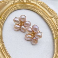 Bông Tai Mạ Bạc 925 Hình Cánh Hoa Mai 5 Cánh MADAME HIEN PEARLS Đính Ngọc Trai Phong Cách Retro BTB007