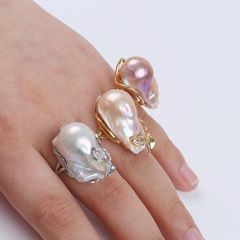 Nhẫn Nghệ Thuật Hợp Kim Đính Trai Xà Cừ MADAME HIEN PEARLS Dáng trai Độc Đáo NB003
