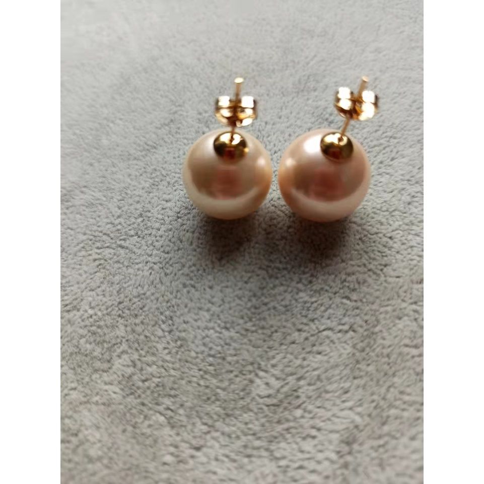 Bông Tai Nụ Ngọc Trai Đá Size Khủng 16mm Vàng 14K YM005