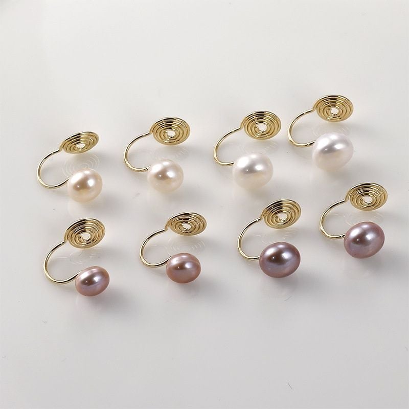 Bông Tai Dạng Kẹp Đính Hạt Ngọc Trai Tròn MADAME HIEN PEARLS Đơn Giản Cá Tính Cho Nữ BTN008