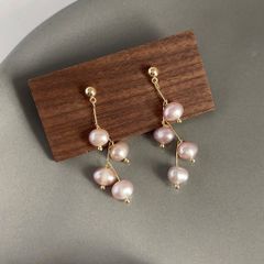 Bông Tai Mạ Bạc 925 Hình Khoai Tây Đính Ngọc Trai Madame Hien Pearl BTT012