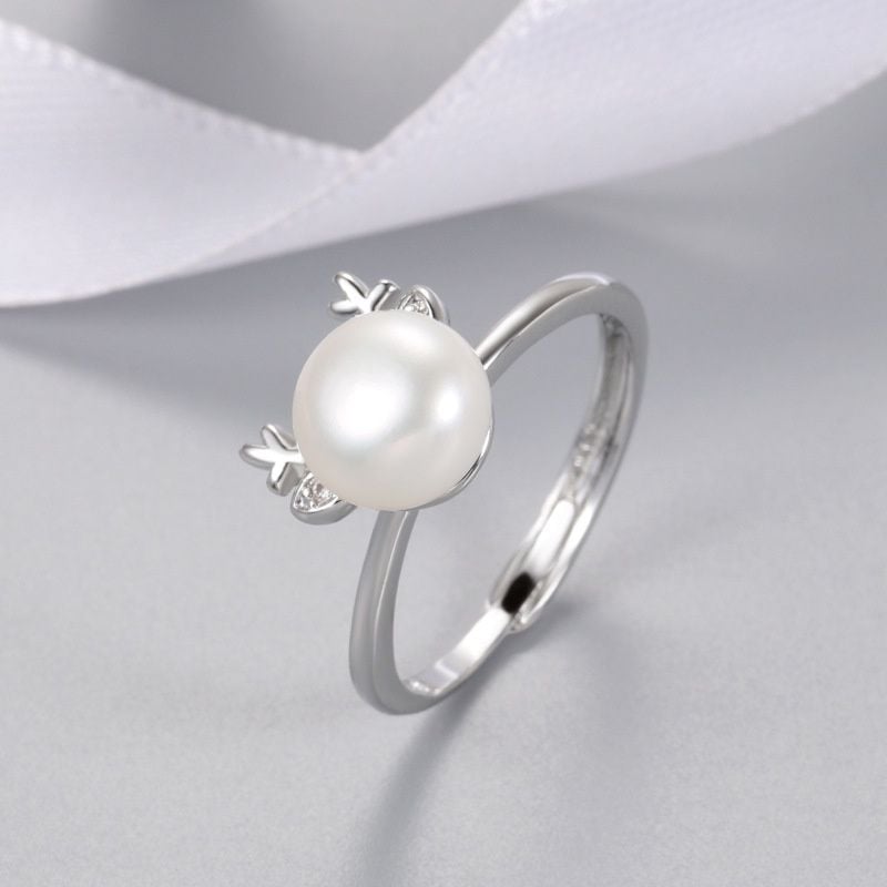 Nhẫn Đính Ngọc Trai Tự Nhiên Freesize Thời Trang Cá Tính Dáng Hưu Rừng MADAME HIEN PEARLS Cho Nữ NN006