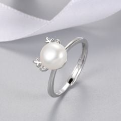 Nhẫn Đính Ngọc Trai Tự Nhiên Freesize Thời Trang Cá Tính Dáng Hưu Rừng MADAME HIEN PEARLS Cho Nữ NN006