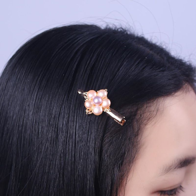Kẹp Tóc Mái Ngọc Trai Tự Nhiên Hoa Đào 5 Cánh Cổ Điển Bé Xinh Mini MADAME HIEN PEARLS Cho Nữ PKT013