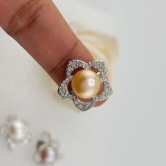 Nhẫn Ngọc Trai Tự Nhiên Size 9-10mm Dáng Hoa Phong Cách Quý Phú Bà Ngọc trai Giá Sỉ Phú Quốc MADAME HIEN PEARLS NN053