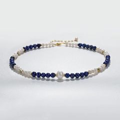 Vòng cổ Ngọc Trai Hạt Xoài Phối Hạt Cham Xanh Hoàng Gia Sang Trọng MADAME HIEN PEARLS CG033