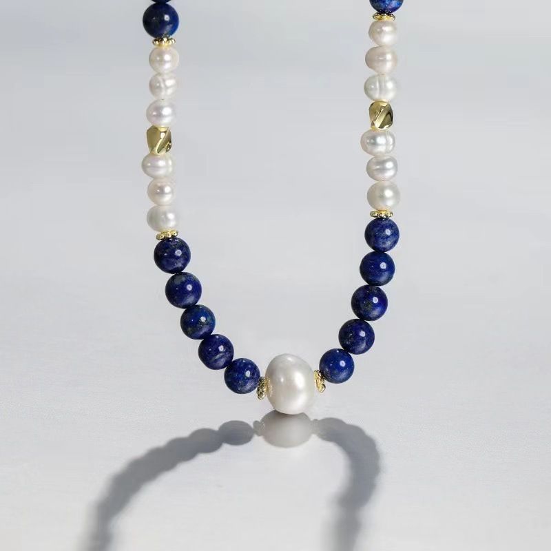 Vòng cổ Ngọc Trai Hạt Xoài Phối Hạt Cham Xanh Hoàng Gia Sang Trọng MADAME HIEN PEARLS CG033