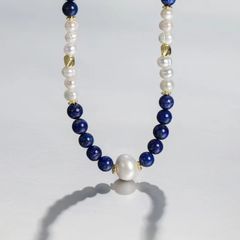 Vòng cổ Ngọc Trai Hạt Xoài Phối Hạt Cham Xanh Hoàng Gia Sang Trọng MADAME HIEN PEARLS CG033