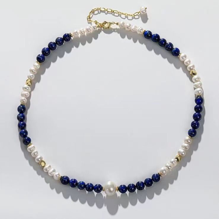 Vòng cổ Ngọc Trai Hạt Xoài Phối Hạt Cham Xanh Hoàng Gia Sang Trọng MADAME HIEN PEARLS CG033