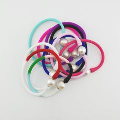Vòng Tay Cao Su Silicone Đa Sắc Giải Trí Vui Nhộn Phối Hạt Ngọc Trai To MADAME HIEN PEARLS Unisex Nam Nữ VTT056