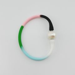 Vòng Tay Cao Su Silicone Đa Sắc Giải Trí Vui Nhộn Phối Hạt Ngọc Trai To MADAME HIEN PEARLS Unisex Nam Nữ VTT056