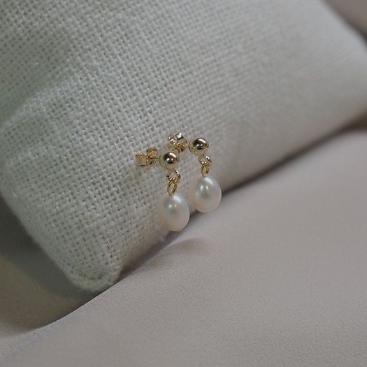 Bông Tai 1 Hạt Trai Tự Nhiên MADAME HIEN PEARLS Phong Cách Đơn Giản Minimalist BTT011