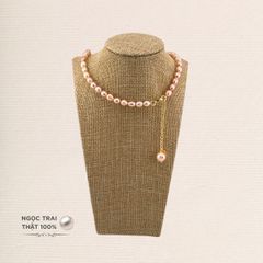 Vòng cổ Hạt Gạo 7-8mm Khoá 1 Hạt Tròn To MADAME HIEN PEARLS Dễ Thương CG016