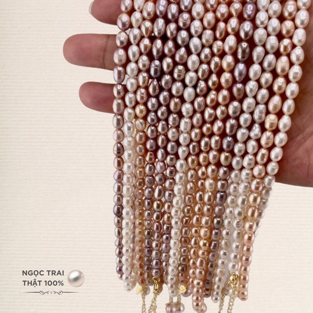 Vòng cổ Hạt Gạo 7-8mm Khoá 1 Hạt Tròn To MADAME HIEN PEARLS Dễ Thương CG016