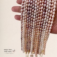 Vòng cổ Hạt Gạo 7-8mm Khoá 1 Hạt Tròn To MADAME HIEN PEARLS Dễ Thương CG016