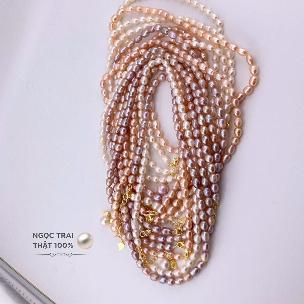 Vòng cổ Hạt Gạo 7-8mm Khoá 1 Hạt Tròn To MADAME HIEN PEARLS Dễ Thương CG016