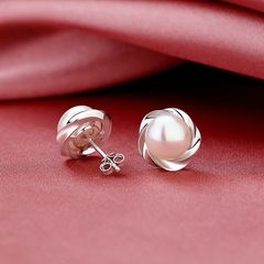 Bông Tai Ngọc Trai Tự Nhiên Kim Bạc s925 Mặt Hoa Hồng MADAME HIEN PEARLS Thời Trang Nữ BTN136