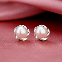 Bông Tai Ngọc Trai Tự Nhiên Kim Bạc s925 Mặt Hoa Hồng MADAME HIEN PEARLS Thời Trang Nữ BTN136