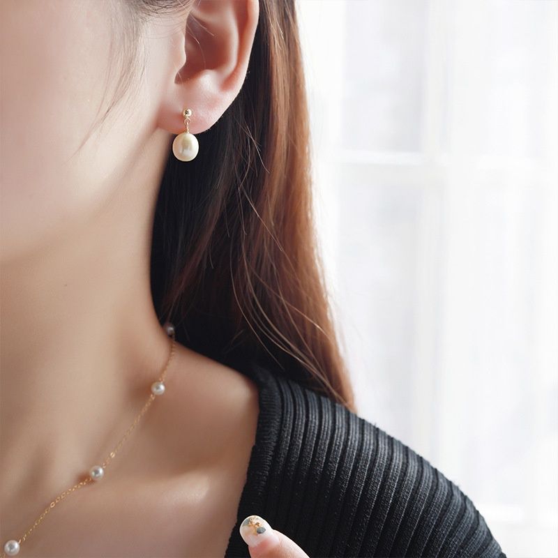 Bông Tai 1 Hạt Trai Tự Nhiên MADAME HIEN PEARLS Phong Cách Đơn Giản Minimalist BTT011