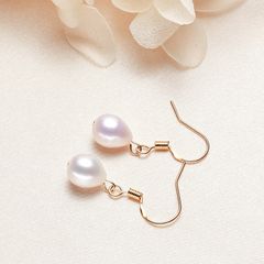 Khuyên Tai Madame Hien Pearls Dạng Móc Mạ Bạc 925 Đính Hạt Trai Đơn Giản Cho Nữ BTG020