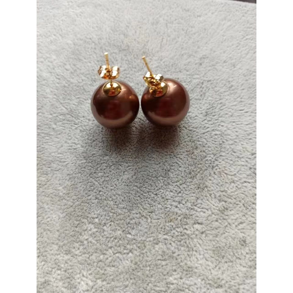 Bông Tai Nụ Ngọc Trai Đá Size Khủng 16mm Vàng 14K YM005
