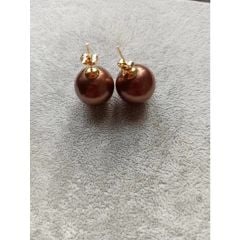Bông Tai Nụ Ngọc Trai Đá Size Khủng 16mm Vàng 14K YM005
