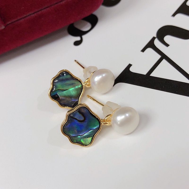 Bộ Set Ngọc Trai Vòng cổ + Nhẫn + Bông Tai Set Khuyên Tai Vỏ Trai Đính Ngọc Trai Tự Nhiên Vỏ Sò SPS065A