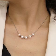 Vòng Cổ Đính 6 Hạt Ngọc Trai Đơn Giản Xinh Xắn MADAME HIEN PEARLS Unisex Nam Nữ MT005