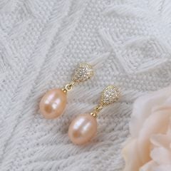 Bông Tai Ngọc Trai MADAME HIEN PEARLS Phối Đá quý phái, sắc màu tươi mới BTG004