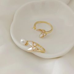 Nhẫn Bướm đính Ngọc trai nuôi tự nhiên freesize NN018