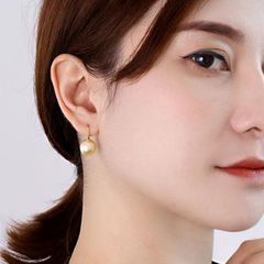 Bông Tai Ngọc Trai Tự Nhiên Xà Cừ Vàng Sâm Panh Tròn Hoàn Hảo Và Không Lỗ Xỏ Hạt Tự Nhiên XC012