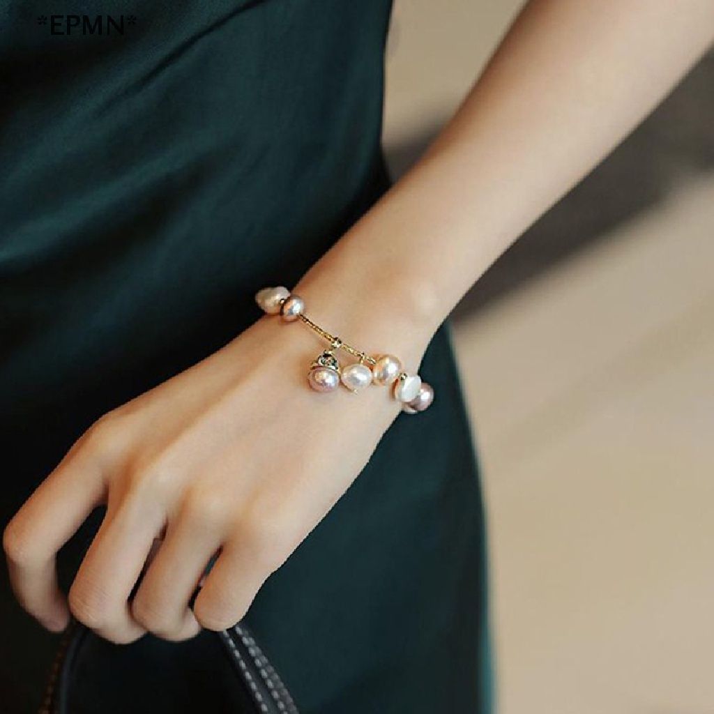 Vòng Tay Hạt Trai Tự Nhiên MADAME HIEN PEARLS Charm Mèo Phong Cách Baroque cá tính đáng yêu VTB005M