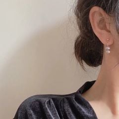 Bông Tai 2 Hạt Ngọc Trai Tím Tua Rua MADAME HIEN PEARLS Thời Trang Nữ Tính BTT018