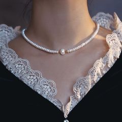 Vòng cổ Chuỗi Ngọc Trai Hình Tròn Choker Thời Thượng cá tính CT009