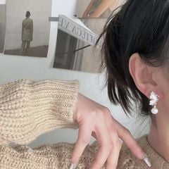 Bông Tai Hình Bướm Trắng Đính Ngọc Trai MADAME HIEN PEARLS Xinh Xắn Phong Cách Châu Âu BTN031