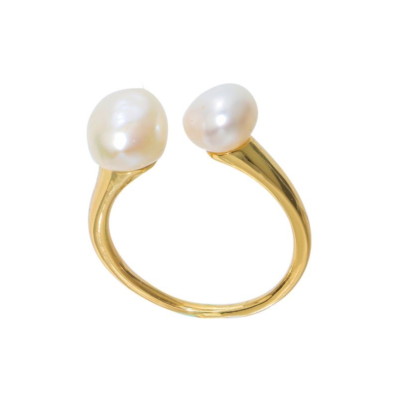 Nhẫn Mạ Vàng 14K Đính Ngọc Trai Nuôi Tự Nhiên Phong Cách baroque NB001