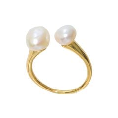 Nhẫn Mạ Vàng 14K Đính Ngọc Trai Nuôi Tự Nhiên Phong Cách baroque NB001