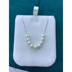 Vòng Cổ Dây Chuyền Vàng Ý 9 Hạt Ngọc Trai Nuôi Tự Nhiên 6mm AAA YM006
