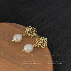 Bông Tai Vintage Emperor Đính Ngọc Trai Nuôi Tự Nhiên Sang Trọng Cổ Điển BTG010