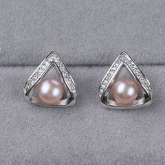 Bông Tai Ngọc Trai MADAME HIEN PEARLS Hình Học Tam Giác Đính Đá sang trọng BTN003