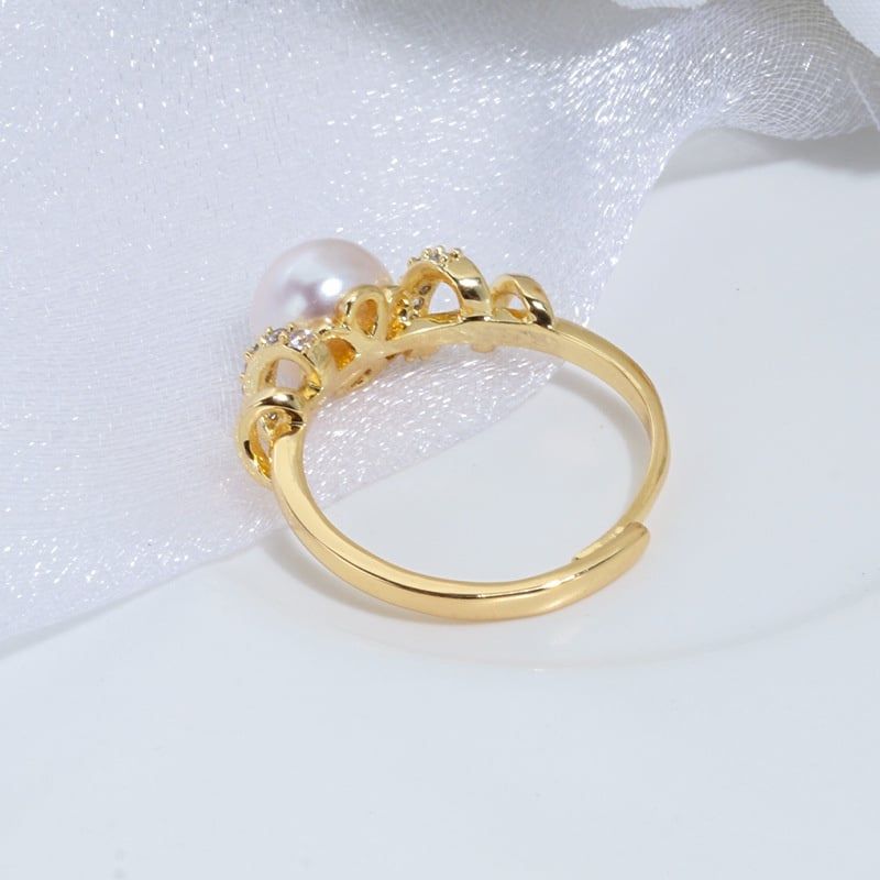 Nhẫn Đính Ngọc Trai MADAME HIEN PEARLS Dát Đá zircon Đơn Giản Thời Trang Giá Sỉ NN023