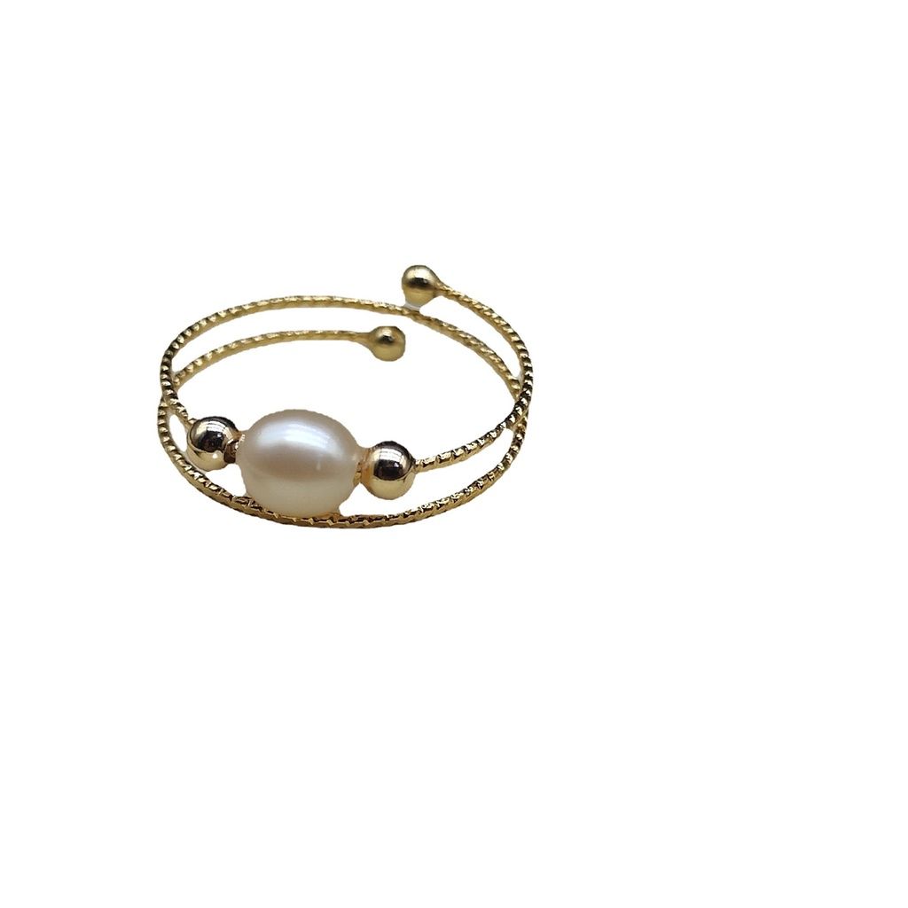 Nhẫn Mạ Vàng 14k Đính Ngọc Trai Nuôi Tự Nhiên hạt gạo Thời Trang NG001