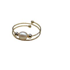 Nhẫn Mạ Vàng 14k Đính Ngọc Trai Nuôi Tự Nhiên hạt gạo Thời Trang NG001
