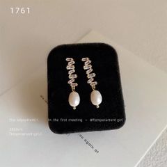 Bông Tai Mạ Bạc 925 Dáng Dài Đính Đá Tua Rua Đính Ngọc Trai Tự Nhiên Thời Trang BTG008