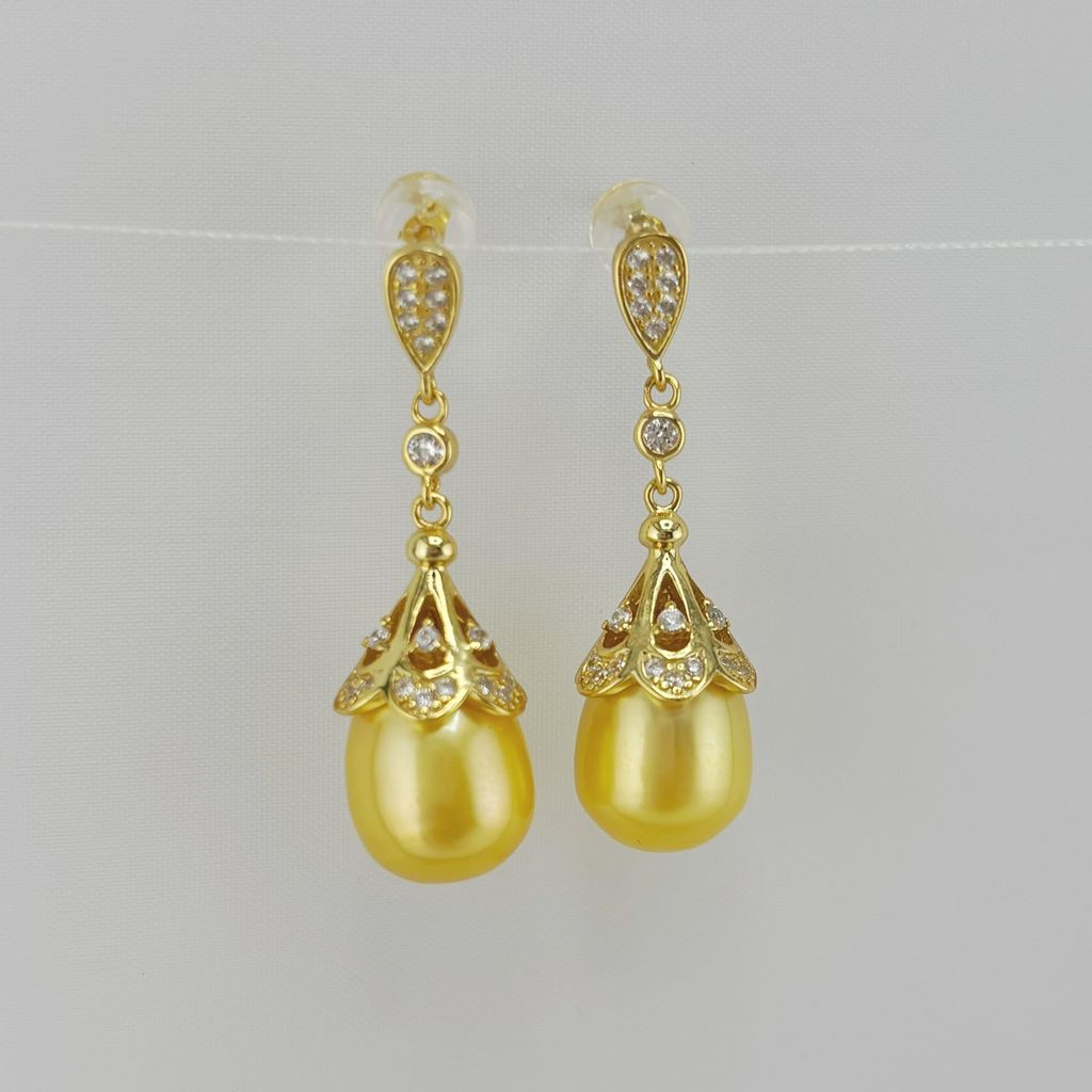 Bông Tai Tua Rua Ngọc Trai Tự Nhiên Mặt Cánh Hoa 3D Đính Đá Zircon MADAME HIEN PEARLS Thời Trang Nữ BTG104